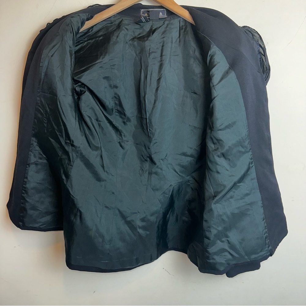 VTG Anya Hindmarch 10 Black Wool Ruffle Tassel Button Up Victorian Style Jacket - Picture 7 of 13